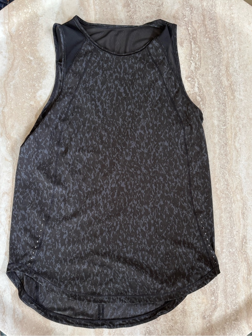 Lululemon Black Speckled Print Sleeveless Workout Tank Top Size 6